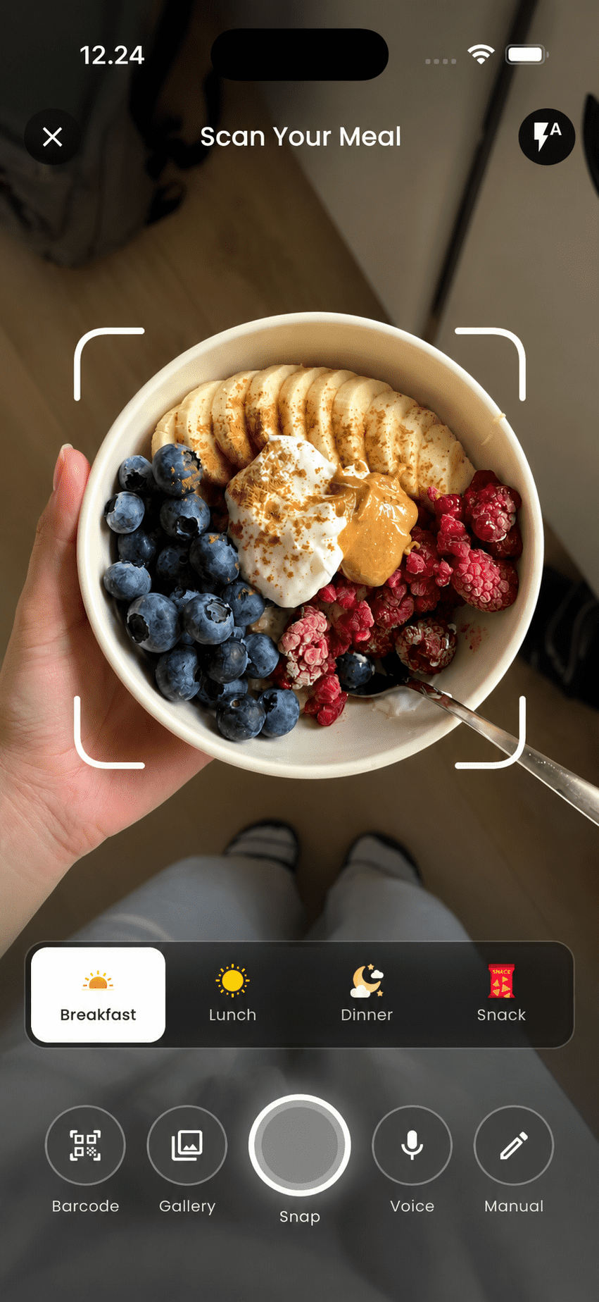 Scanning a meal with the camera