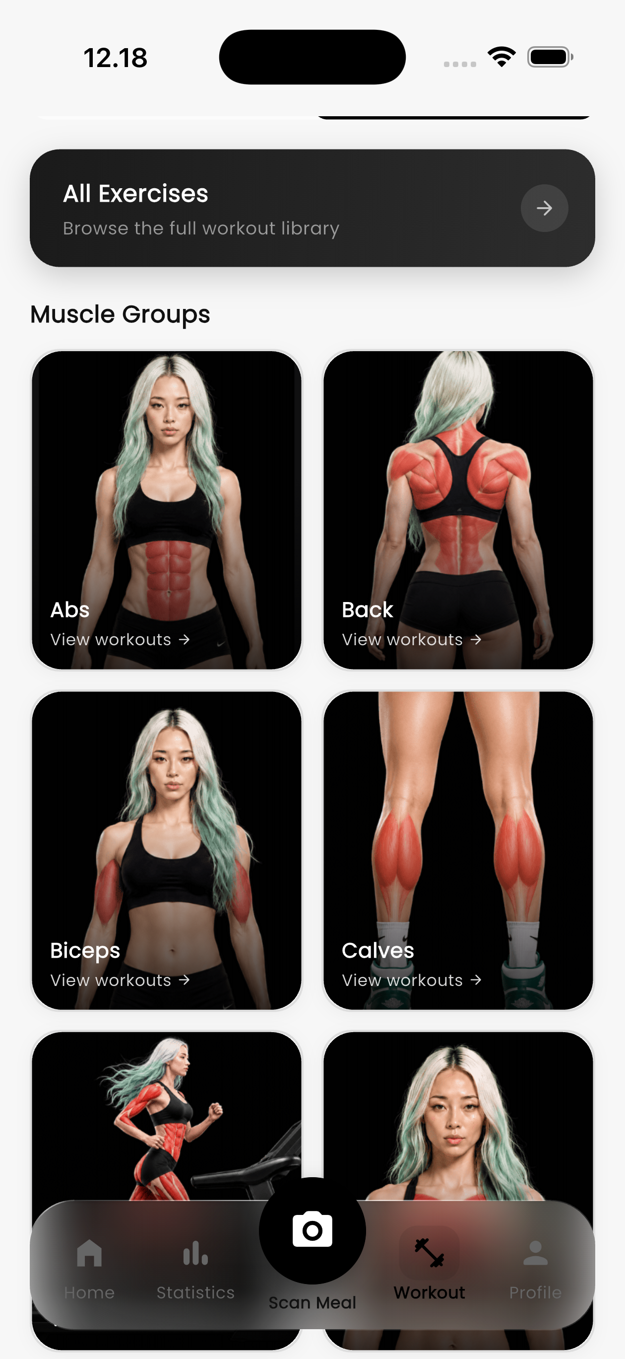 Workouts by muscle group